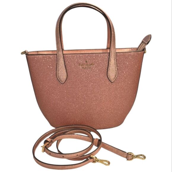 Kate Spade Glitter Glimmer Small Satchel Crossbody Bag Holiday Mitten Pink - Picture 1 of 12
